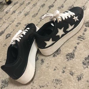 Silver Star Black Platform Sneakers